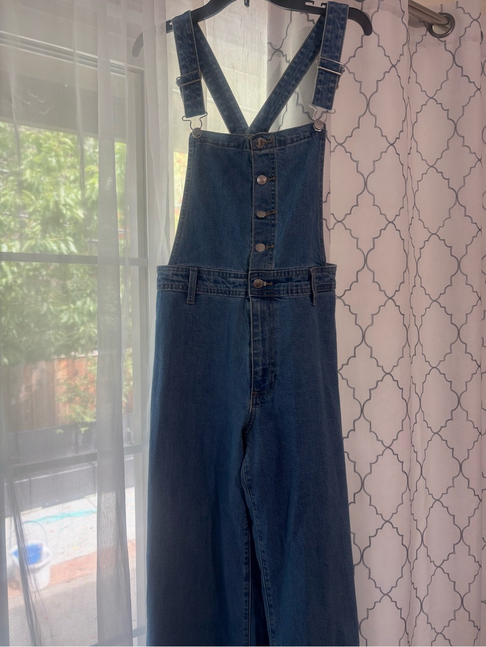 Blue Denim Overalls with Button Frontg